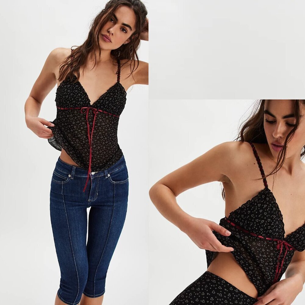 NWT New Free People Heartbreaker Black Tank Top Size 8